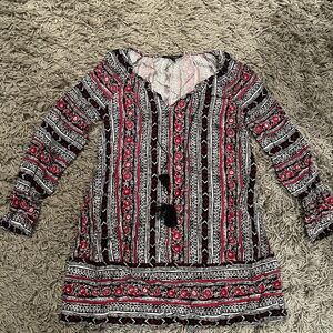 Express Red and Black Patterned tunic